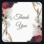 Velvet Plum Garden Floral Greenery Wedding  スクエアシール<br><div class="desc">Matching items available.</div>