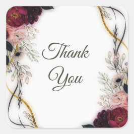 Velvet Plum Garden Floral Greenery Wedding  スクエアシール