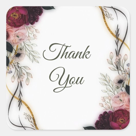 Velvet Plum Garden Floral Greenery Wedding  スクエアシール (正面)