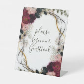 Velvet Plum Garden Floral Greenery Wedding  台座サイン (正面)