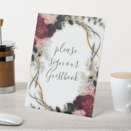 Velvet Plum Garden Floral Greenery Wedding  台座サイン