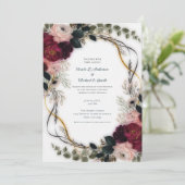 Velvet Plum Garden Floral Greenery Wedding  招待状 (スタンド正面)