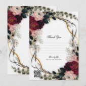 Velvet Plum Garden Floral Greenery Wedding  招待状 (正面/裏面)