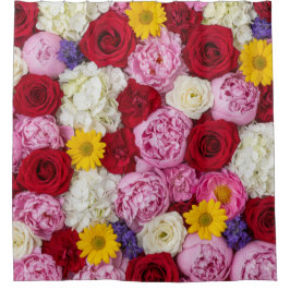 Velvet Rose and Peony Bliss シャワーカーテン