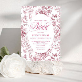 Velvet Rose Toile Floral Bridal Shower Invitation  招待状