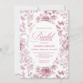 Velvet Rose Toile Floral Bridal Shower Invitation  招待状 (正面)