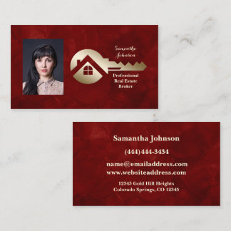 Velvet Scarlet Gold Key Real Estate Business Card 名刺