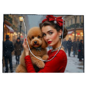 Velvet The Poodle Holiday Card ラージペーパーバッグ (裏面)