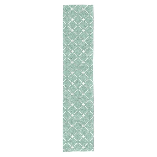 Velvety Lattice Pattern in Mint Green ショートテーブルランナー (正面)