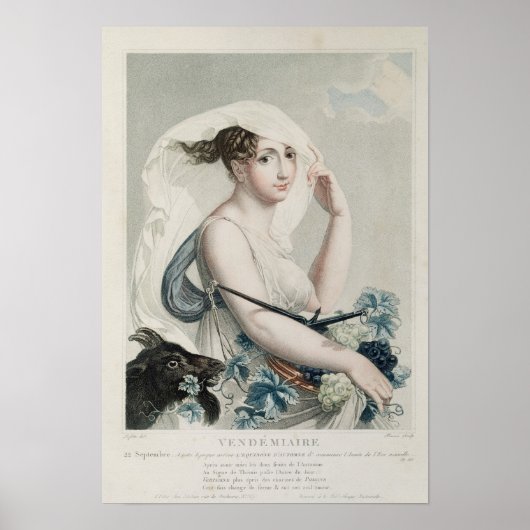 Vendemiaire、共和党カレンダーの最初の月 ポスター (正面)
