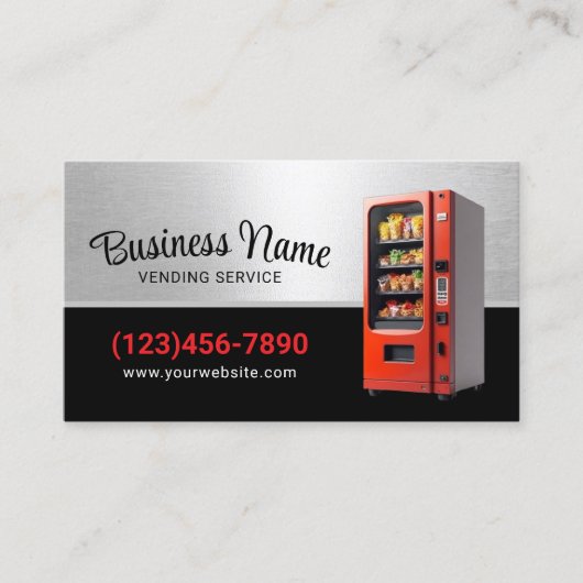 Vending Service Snack Vendors Modern Metal 名刺 (正面)