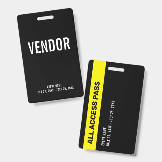 Vendor All Access Pass Event ID Badge バッジ (正面＆裏面)