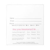 Vendor Lead Slips for Booking & Recruit Pink Zebra ノートパッド (正面)