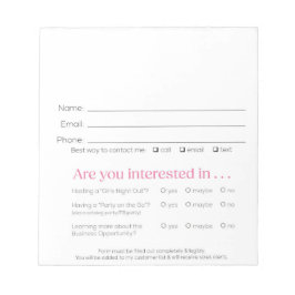 Vendor Lead Slips for Booking & Recruit Pink Zebra ノートパッド