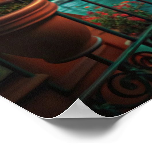 Venetian Balcony Sunset Canal View Art ポスター (角)