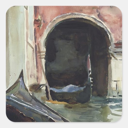 Venetian Canal by John Singer Sargent スクエアシール (正面)