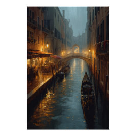 Venetian Glow – Rainy Night Lights and Reflections ポスター
