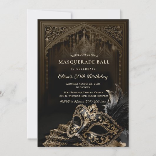 Venetian gothic Masquerade Party invitation 招待状 (正面)