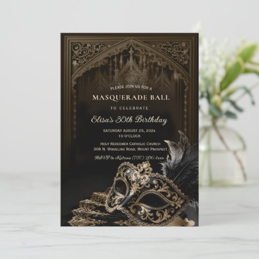 Venetian gothic Masquerade Party invitation 招待状 (スタンド正面)