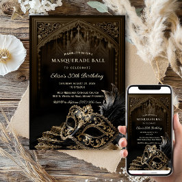 Venetian gothic Masquerade Party invitation 招待状