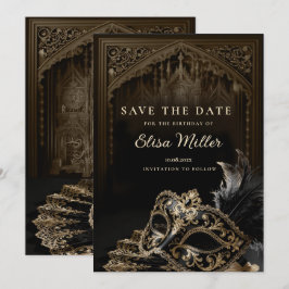 Venetian Gothic Masquerade Party Save the Date 招待状