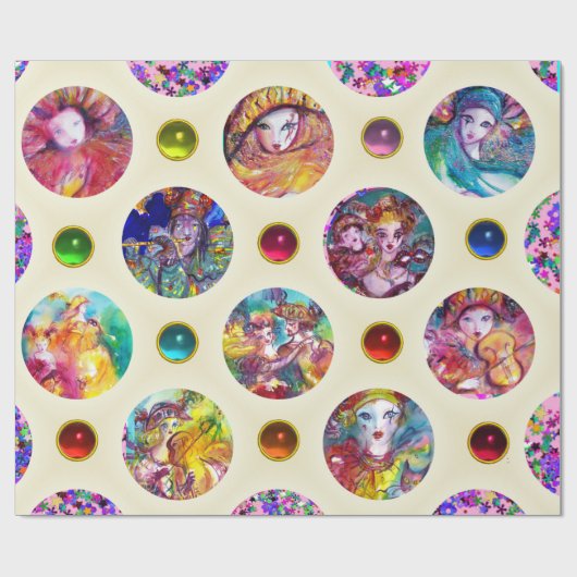 VENETIAN MARDI GRAS MASKS MASQUERADE顔 ラッピングペーパー (フラット)