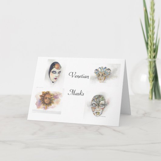 Venetian Masks Notecards by Mary Dunham Walters カード (正面)
