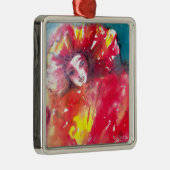 VENETIAN MASQUERADE顔 – 赤いマスク メタルオーナメント (右)