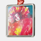 VENETIAN MASQUERADE顔 – 赤いマスク メタルオーナメント (左)