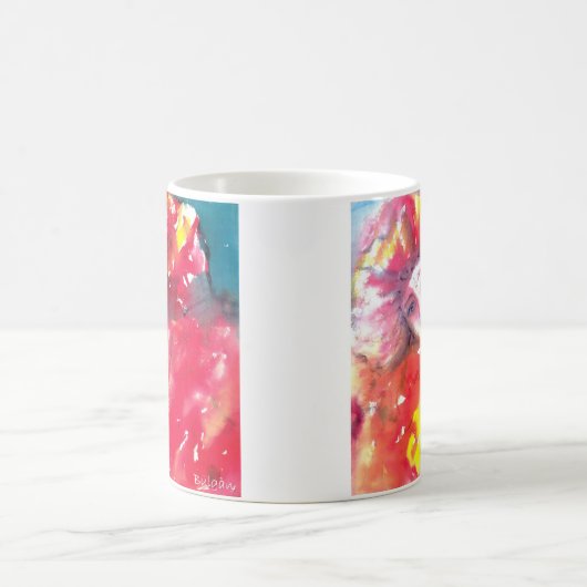 VENETIAN MASQUERADE顔 – 赤のカーニバルマスク コーヒーマグカップ (中央)