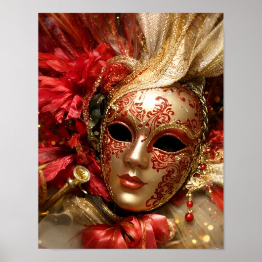 Venetian Masquerade Mask Art Poster ポスター (正面)