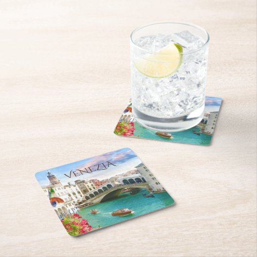 Venezia |ベニス、イタリアののRialto橋コースター スクエアペーパーコースター (インサイチュ)