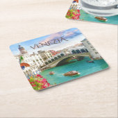 Venezia |ベニス、イタリアののRialto橋コースター スクエアペーパーコースター (アングル)