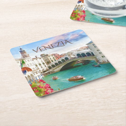 Venezia |ベニス、イタリアののRialto橋コースター スクエアペーパーコースター (アングル)