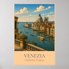 Venezia, Italy – Vintage Travel Poster ポスター