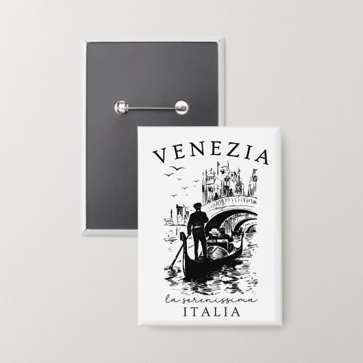 Venezia La Serenissima – Venice Travel Souvenir 缶バッジ (正面/裏面)