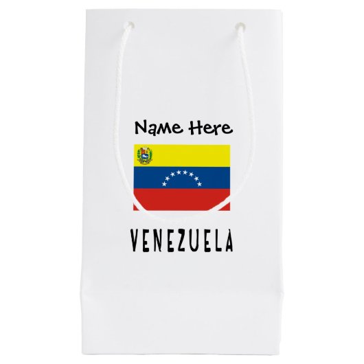 Venezuela and Venezuelan Flag with Your Name スモールペーパーバッグ (正面)