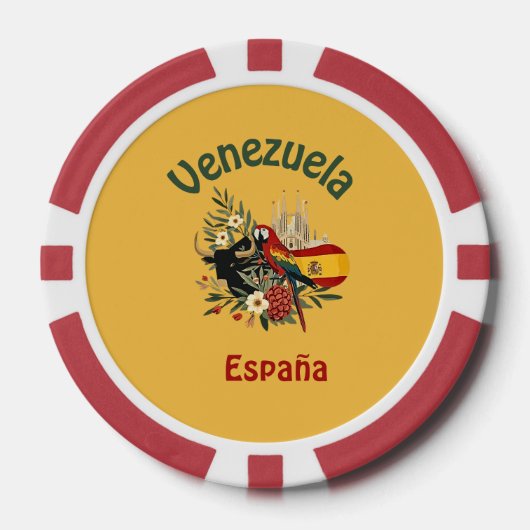 Venezuela + España – fusión de raíces y orgullo  ポーカーチップ (正面)