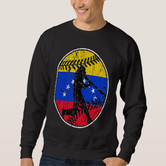 Venezuela Flag Baseball Hitter Venezuelan Flag スウェットシャツ (正面)