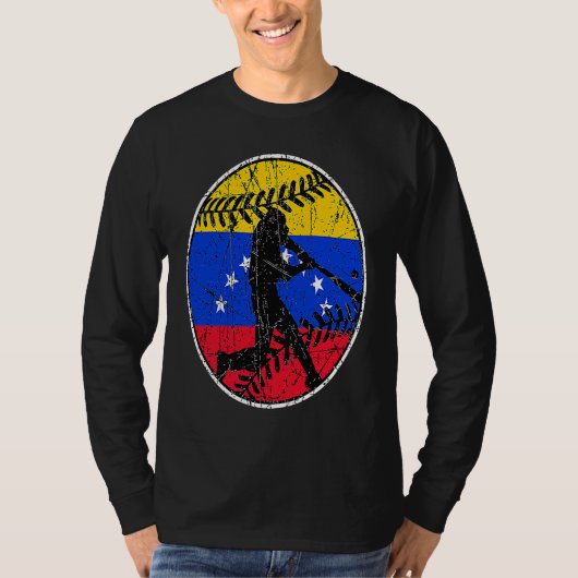 Venezuela Flag Baseball Hitter Venezuelan Flag Tシャツ (正面)