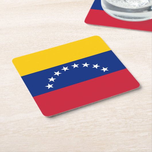 Venezuela flag custom paper drink coasters スクエアペーパーコースター (アングル)