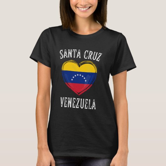 Venezuela Flag Heart Santa Cruz City Tシャツ (正面)