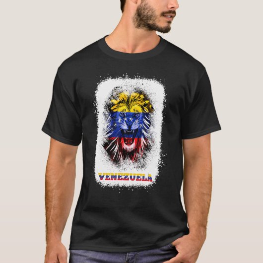 Venezuela Flag With Lion Face Venezuelan Pride Des Tシャツ (正面)