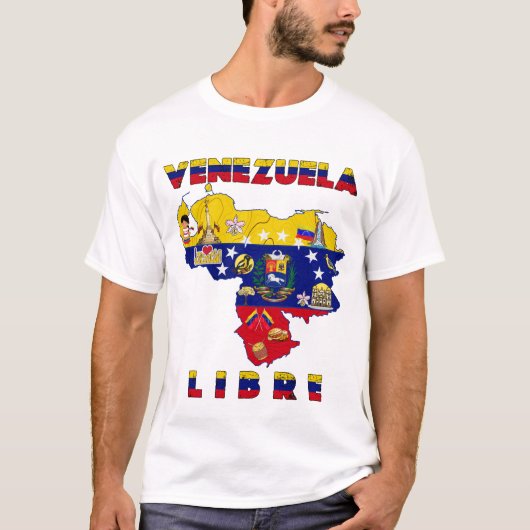 Venezuela Libre - ベネズエラ解放マップTシャツ Tシャツ (正面)