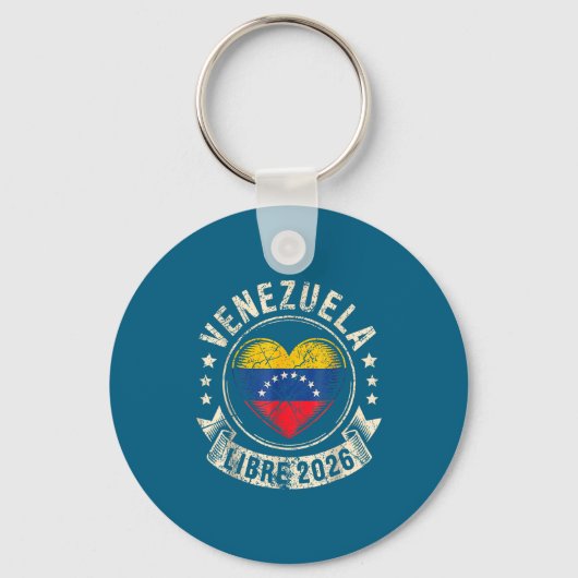 Venezuela Libre 2026 Venezuela Heart Flag  キーホルダー (正面)