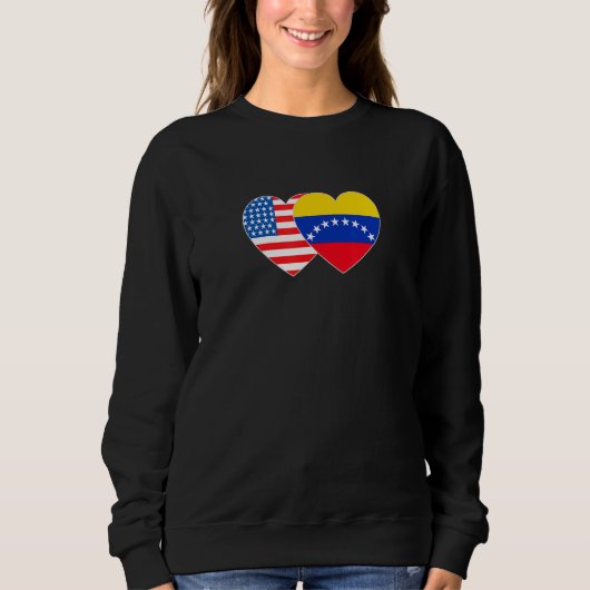 Venezuela USA Flag Twin Heart 4 Venezuelan America スウェットシャツ (正面)