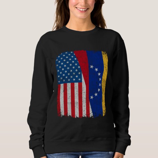 Venezuelan American Flag Half USA Venezuela Root P スウェットシャツ (正面)
