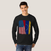 Venezuelan American Flag Half USA Venezuela Root P Tシャツ (正面フル)