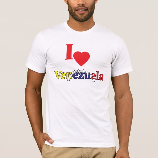 venezuelan,mens heart, i love Venezuela ,flag Tシャツ (正面)