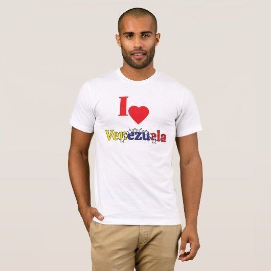 venezuelan,mens heart, i love Venezuela ,flag Tシャツ (正面フル)
